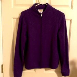 Talbots 100% purple wool sweater with zipper. Size medium.